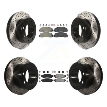 Front Rear Semi-Metallic Pad & Drilled Slot Brake Rotor Kit For Ford F-250 Super Duty 4WD KDA-102620