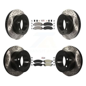 Front Rear Semi-Metallic Pad & Drilled Slot Brake Rotor Kit For Ford F-250 Super Duty 4WD KDA-102621