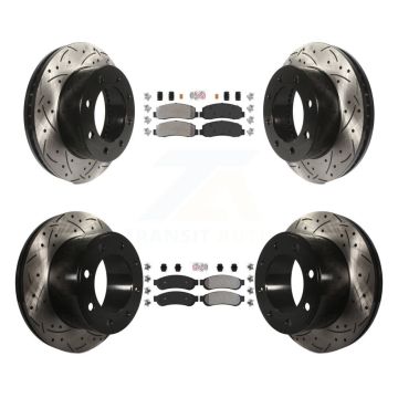 Front Rear Semi-Metallic Pad & Drilled Slot Brake Rotor Kit For Ford F-250 Super Duty 4WD KDA-102622