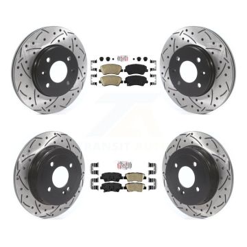 Front Rear Ceramic Pad Coated Drill Slot Disc Brake Rotors Kit For Hyundai Accent Kia Rio KDA-102623