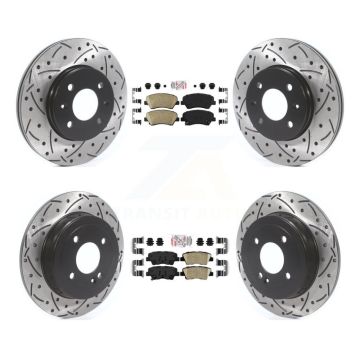 Front Rear Ceramic Pad Coated Drill Slot Disc Brake Rotors Kit For Hyundai Accent Kia Rio KDA-102624