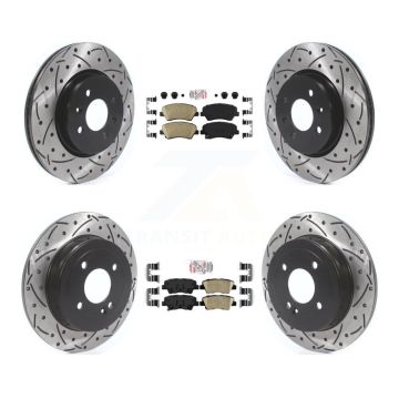 Front Rear Ceramic Pads And Coated Drilled Slotted Disc Brake Rotors Kit For Kia Rio KDA-102625