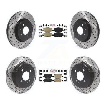 Front Rear Ceramic Pads And Coated Drilled Slotted Disc Brake Rotors Kit For Kia Rio KDA-102626
