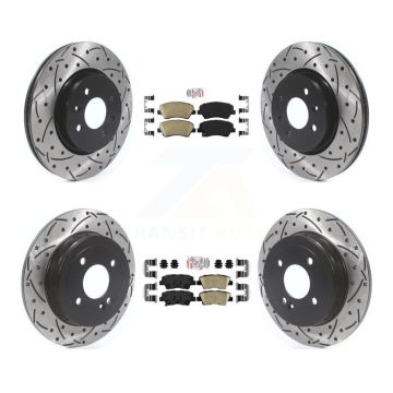 Front Rear Ceramic Pads And Coated Drilled Slotted Disc Brake Rotors Kit For Kia Rio KDA-102627