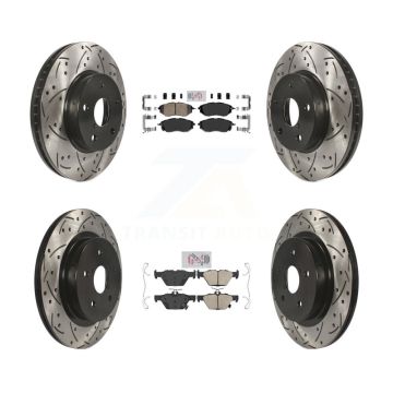 Front Rear Ceramic Pad Coated Drill Slot Disc Brake Rotor Kit For 2015 Subaru Legacy 2.5L KDA-102628