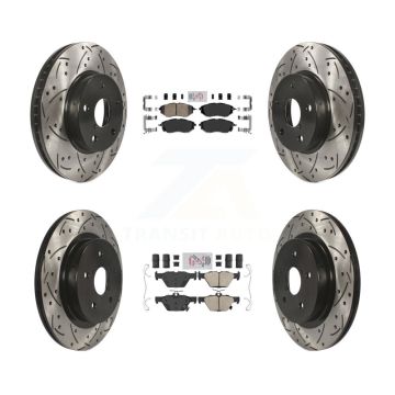 Front Rear Ceramic Pad Coated Drill Slot Disc Brake Rotor Kit For 2015 Subaru Legacy 2.5L KDA-102629