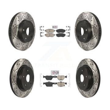 Front Rear Ceramic Pad Coated Drill Slot Disc Brake Rotor Kit For 2015 Subaru Legacy 2.5L KDA-102630