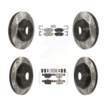 Front Rear Ceramic Pad Coated Drill Slot Disc Brake Rotor Kit For 2015 Subaru Legacy 2.5L KDA-102631