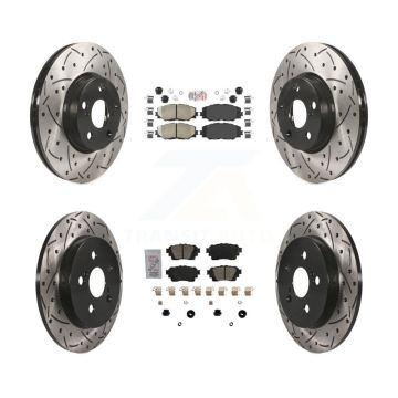 Front Rear Ceramic Pad Coat Drill Slot Disc Brake Rotors Kit For 2019 Toyota Corolla 1.8L KDA-102634