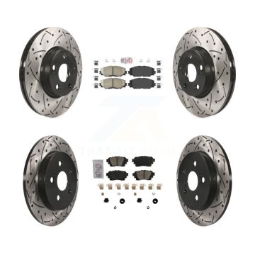 Front Rear Ceramic Pad Coat Drill Slot Disc Brake Rotors Kit For 2019 Toyota Corolla 1.8L KDA-102636