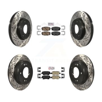 Front Rear Ceramic Pad Coated Drilled Slotted Disc Brake Rotor Kit For 2014-2016 Kia Soul KDA-102639
