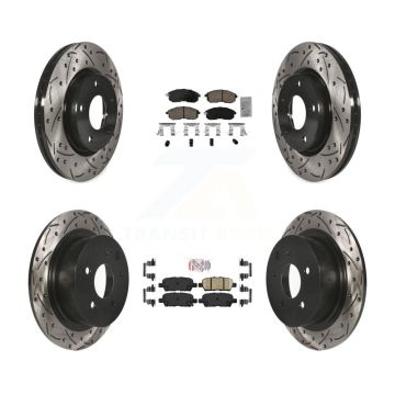 Front Rear Ceramic Pad And Coated Drilled Slotted Disc Brake Rotors Kit For Nissan Sentra KDA-102641