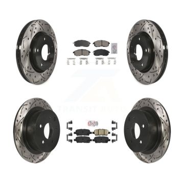 Front Rear Ceramic Pad And Coated Drilled Slotted Disc Brake Rotors Kit For Nissan Sentra KDA-102643