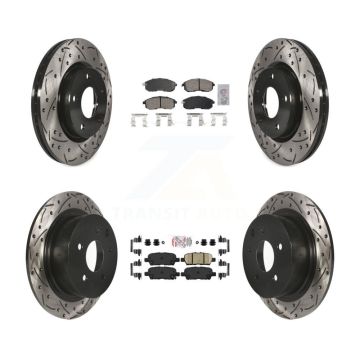 Front Rear Ceramic Pad And Coated Drilled Slotted Disc Brake Rotors Kit For Nissan Sentra KDA-102644