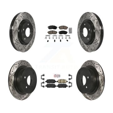 Front Rear Ceramic Pad Drilled Slot Brake Rotors Kit For 17-19 Nissan Sentra Turbocharged KDA-102645
