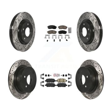 Front Rear Ceramic Pad Drilled Slot Brake Rotors Kit For 17-19 Nissan Sentra Turbocharged KDA-102646