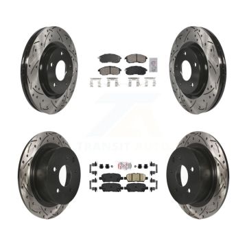 Front Rear Ceramic Pad Drilled Slot Brake Rotors Kit For 17-19 Nissan Sentra Turbocharged KDA-102648