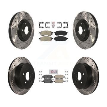 Front Semi-Metallic Rear Ceramic Pad Drilled Slot Brake Rotors Kit For Nissan Murano QX70 KDA-102649