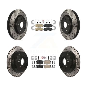Front Rear Ceramic Pads And Coated Drilled Slotted Disc Brake Rotors Kit For Acura RDX KDA-102651