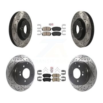 Front Rear Ceramic Pad And Coated Drilled Slotted Disc Brake Rotor Kit For Hyundai Sonata KDA-102653