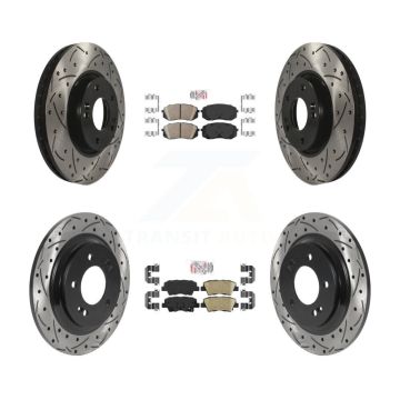 Front Rear Ceramic Pad And Coated Drilled Slotted Disc Brake Rotor Kit For Hyundai Sonata KDA-102654