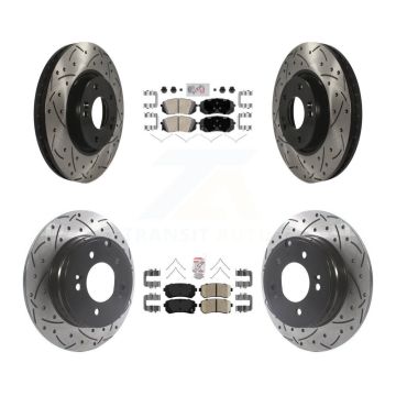 Front Rear Ceramic Pad And Coated Drilled Slotted Disc Brake Rotor Kit For Hyundai Sonata KDA-102655