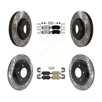 Front Rear Ceramic Pad And Coated Drilled Slotted Disc Brake Rotor Kit For Hyundai Sonata KDA-102656