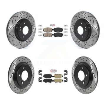 Front Rear Ceramic Pads And Coated Drilled Slotted Disc Brake Rotors Kit For Kia Optima KDA-102659