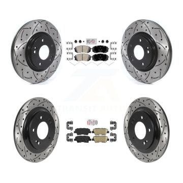 Front Rear Ceramic Pads And Coated Drilled Slotted Disc Brake Rotors Kit For Kia Optima KDA-102660