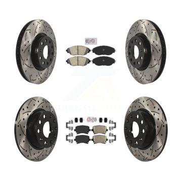 Front Rear Ceramic Pad And Coated Drilled Slotted Disc Brake Rotor Kit For Volkswagen GTI KDA-102661