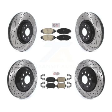 Front Rear Ceramic Pad And Coated Drilled Slotted Disc Brake Rotor Kit For Volkswagen GTI KDA-102664
