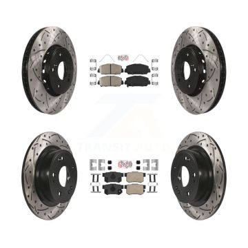 Front Rear Ceramic Pad And Coated Drilled Slotted Disc Brake Rotor Kit For 2016 Acura ILX KDA-102667