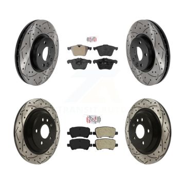 Front Rear Semi-Metallic Pad & Coated Drilled Slotted Disc Brake Rotors Kit For Volvo V70 KDA-102673
