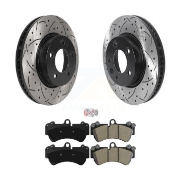 Front Drill Slot Brake Rotor Semi-Metallic Pad Kit For Porsche Cayenne Volkswagen Touareg KDA-102674