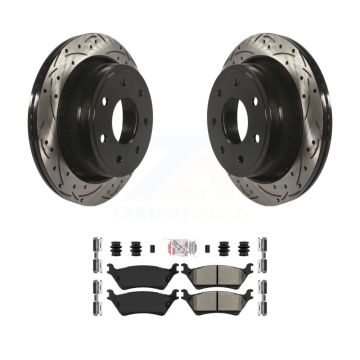 Rear Drill Slot Brake Rotors Semi-Metallic Pad Kit For 12-14 Ford F-150 With 7 Lug Wheels KDA-102677