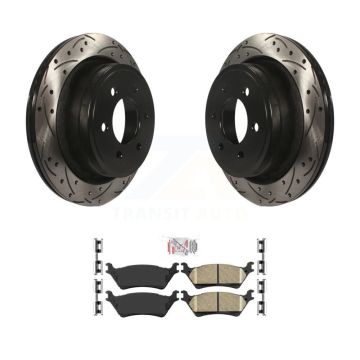Rear Coated Drilled Slotted Disc Brake Rotors And Ceramic Pads Kit For Ford F-150 KDA-102678