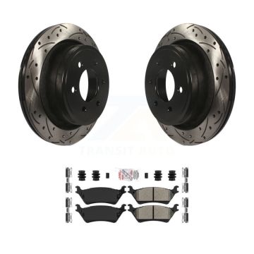 Rear Coated Drilled Slotted Disc Brake Rotors And Semi-Metallic Pads Kit For Ford F-150 KDA-102680