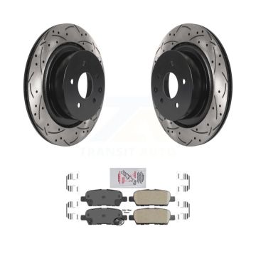 Rear Coated Drilled Slotted Disc Brake Rotors And Ceramic Pads Kit For INFINITI G35 Q60 KDA-102683