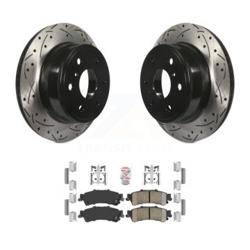 Rear Coated Drilled Slotted Disc Brake Rotors Ceramic Pad Kit For GMC Sierra 1500 Classic KDA-102686