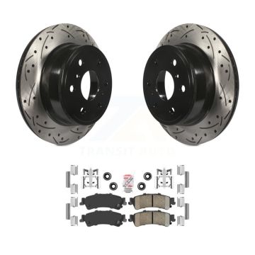 Rear Coated Drilled Slotted Disc Brake Rotors Ceramic Pad Kit For GMC Sierra 1500 Classic KDA-102687