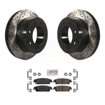 Rear Coated Drilled Slotted Disc Brake Rotor Semi-Metallic Pad Kit For Chevrolet Suburban KDA-102688
