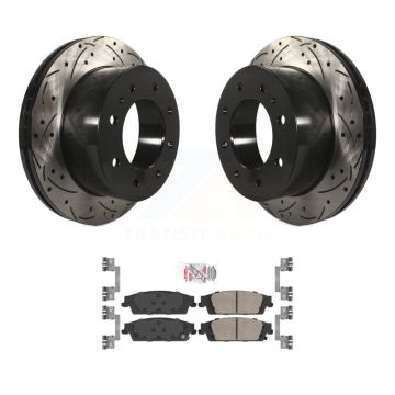 Rear Coated Drilled Slotted Disc Brake Rotors And Ceramic Pads Kit For Chevrolet Suburban KDA-102689