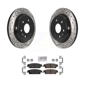 Rear Drilled Slot Brake Rotor & Semi-Metallic Pad Kit For Chevrolet Silverado 1500 LD GMC KDA-102690