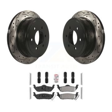 Rear Drilled Slot Disc Brake Rotor & Semi-Metallic Pad Kit For Ford F-150 Lincoln Mark LT KDA-102699