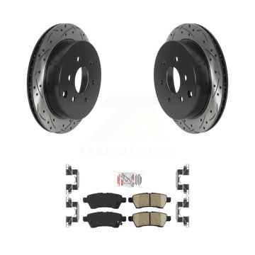Rear Coated Drilled Slotted Disc Brake Rotors Ceramic Pad Kit For 2006-2007 Nissan Xterra KDA-102702
