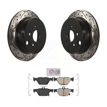 Rear Coated Drilled Slotted Disc Brake Rotors And Ceramic Pads Kit For Subaru Crosstrek KDA-102710