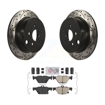 Rear Coated Drilled Slotted Disc Brake Rotors And Ceramic Pads Kit For Subaru Crosstrek KDA-102711