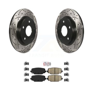 Rear Coated Drilled Slotted Disc Brake Rotors And Ceramic Pad Kit For Dodge Grand Caravan KDA-102715
