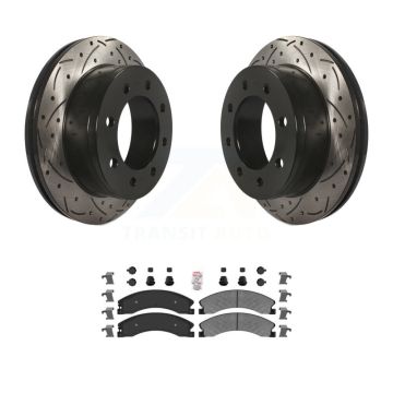 Rear Coated Drill Slot Disc Brake Rotors Semi-Metallic Pad Kit For Chevrolet Express 4500 KDA-102717