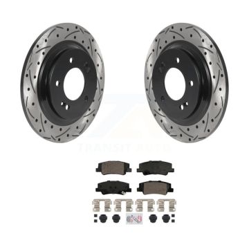 Rear Coated Drilled Slotted Disc Brake Rotors & Ceramic Pad Kit For Hyundai Sonata Kia K5 KDA-102746